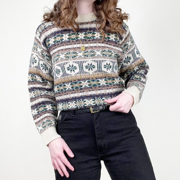 Vintage Wool Fair Isle Scandinavian Eccentric Grandma Eclectic Grandpa Winter - Picture 8 of 8